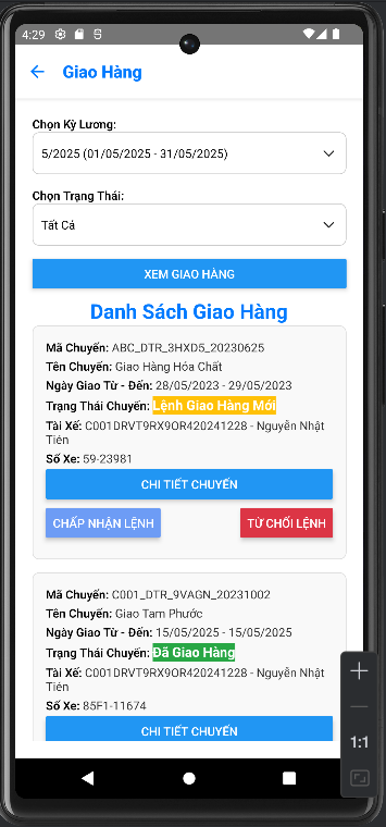 App Mobile dành cho giải pháp NANO-TMS