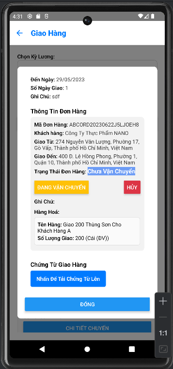App Mobile dành cho giải pháp NANO-TMS