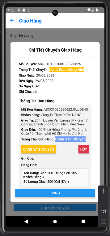 App Mobile dành cho giải pháp NANO-TMS